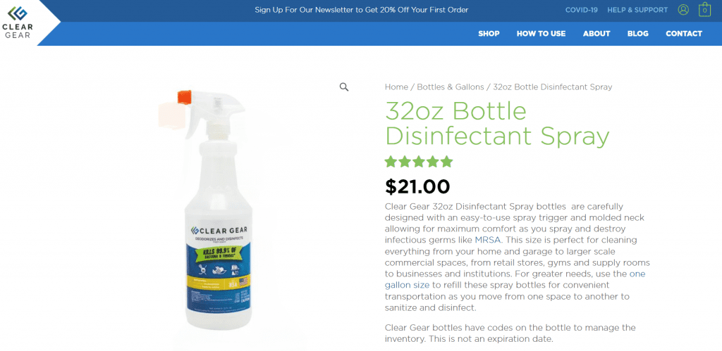 Clear Gear Sports Disinfectant Spray: Kills Germs On Gym Equipment