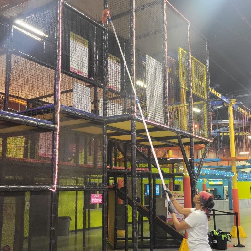 Hugh dusting and cleaning of indoor playground in Arlington Texas Hugh dusting and cleaning of indoor playground in Arlington Texas
